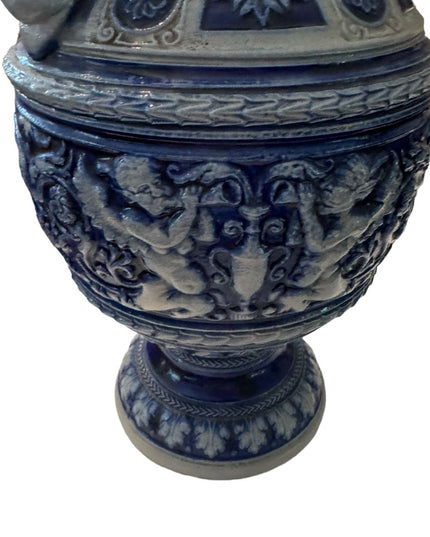 Antique German Salt Glazed Vase Simon Peter Gerz Urn angels art deco