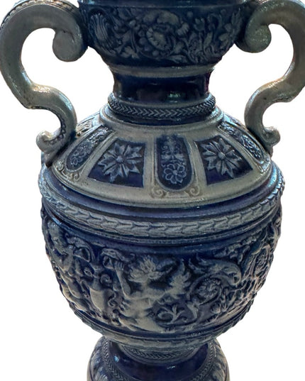 Antique German Salt Glazed Vase Simon Peter Gerz Urn angels art deco