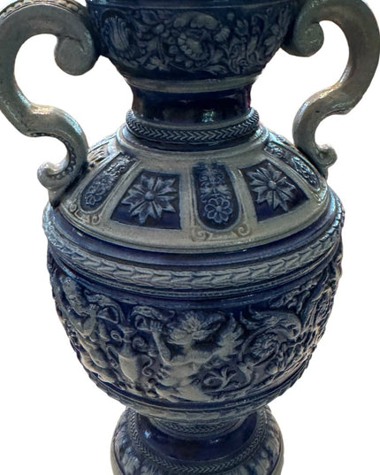 Antique German Salt Glazed Vase Simon Peter Gerz Urn angels art deco