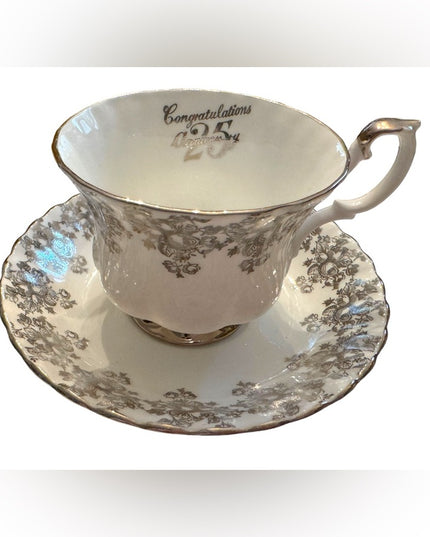 Vintage Royal Albert 25th silver anniversary tea cup set
