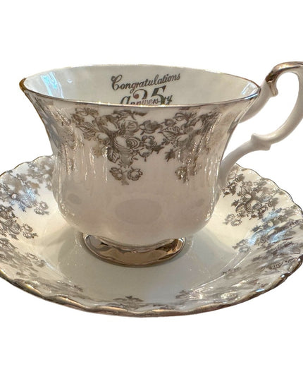 Vintage Royal Albert 25th silver anniversary tea cup set