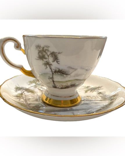 Vintage Royal Tuscan Tea Cup & Saucer Fine English Bone China Rare Olympus