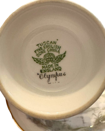 Vintage Royal Tuscan Tea Cup & Saucer Fine English Bone China Rare Olympus