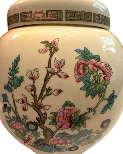 Vintage Sadler England floral lidded trinket jar flowers
