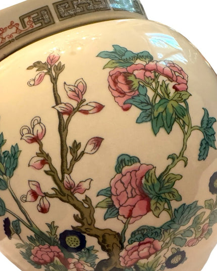 Vintage Sadler England floral lidded trinket jar flowers