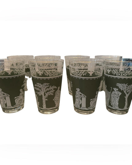 Wedgwood Jasperware Jeannette Glass Hellenic Green Tumbler 8 pcs drinking glass