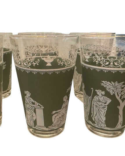 Wedgwood Jasperware Jeannette Glass Hellenic Green Tumbler 8 pcs drinking glass