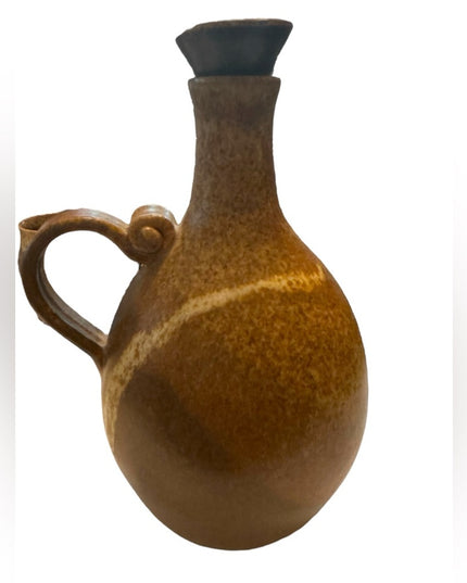 Vintage Peter Knuddtrup Brown ivory handmade pottery decanter jug