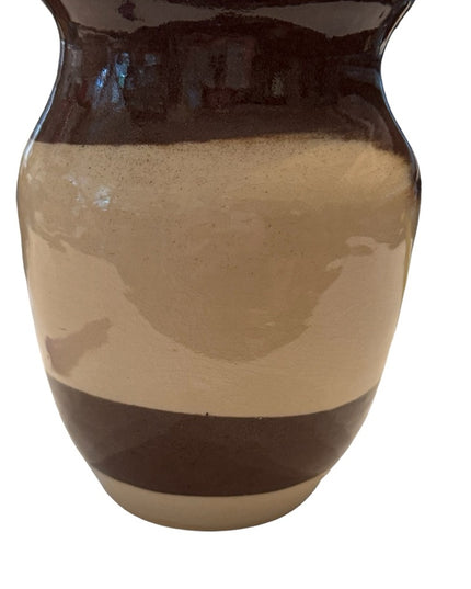Vintage handmade Pottery vase planter brown cream