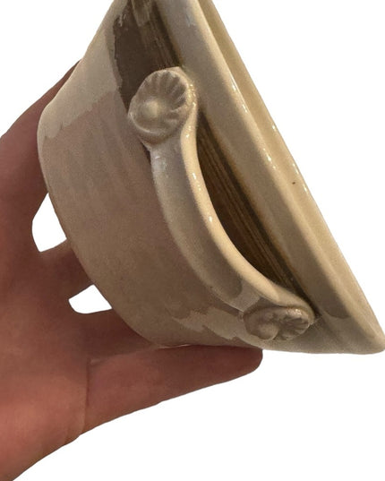Vintage handmade signed pottery bowl ivory earthen