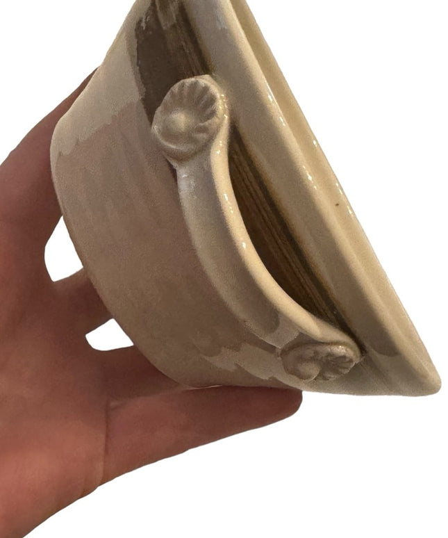 Vintage handmade signed pottery bowl ivory earthen