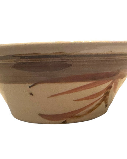 Vintage handmade signed pottery bowl ivory earthen