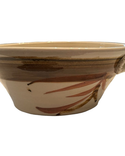 Vintage handmade signed pottery bowl ivory earthen