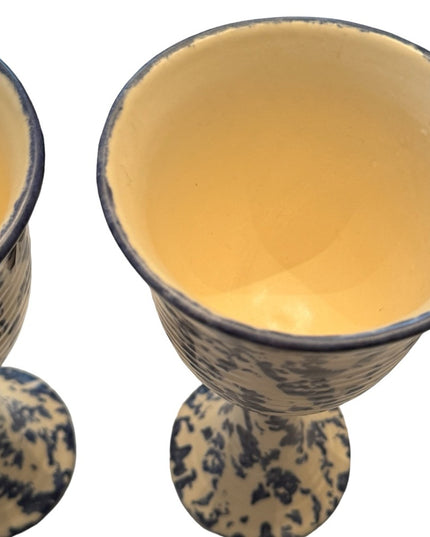 Vintage spongeware fluted glasses pottery earthenware NWT