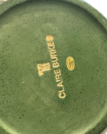 Vintage RARE Claire Burke Green Planter deco swirl design  Pottery Bowl clay