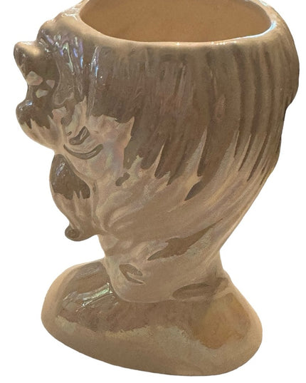 Vintage opalescent white glazed pottery ceramic lady head vase