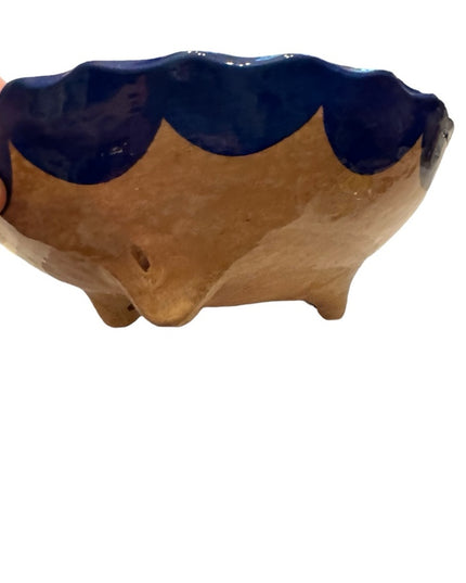 Vintsge hand painted Mexican pottery salsa chips festive bowl server
