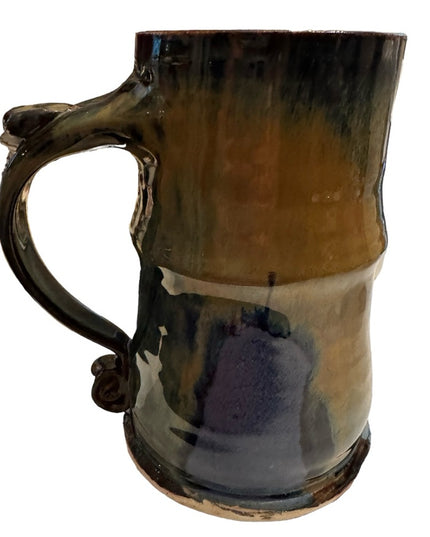 Vintage blue hues handmade heavy pottery mug coffee tea