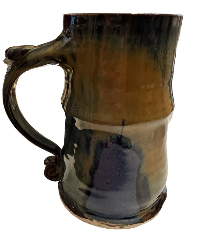 Vintage blue hues handmade heavy pottery mug coffee tea