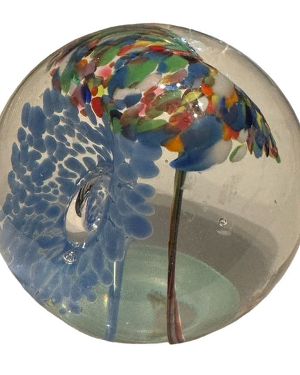Large vintage floral glass paper weight murano