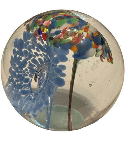 Large vintage floral glass paper weight murano
