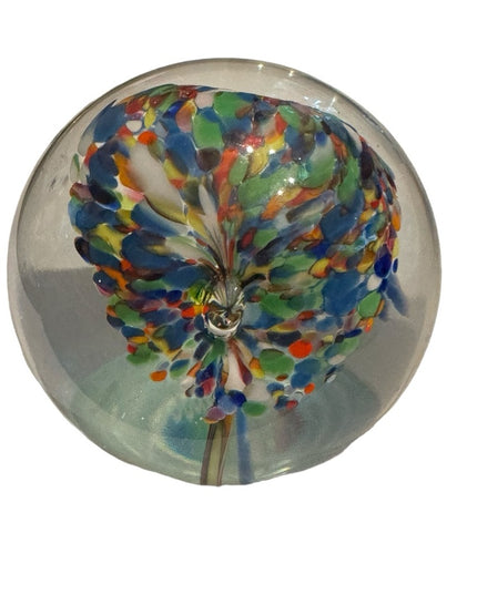 Large vintage floral glass paper weight murano