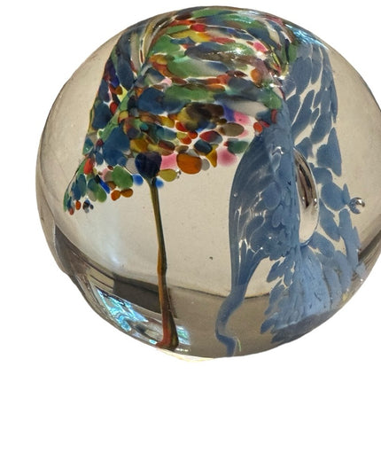 Large vintage floral glass paper weight murano