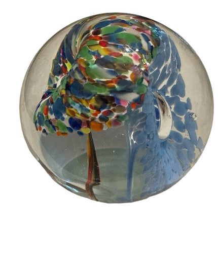Large vintage floral glass paper weight murano