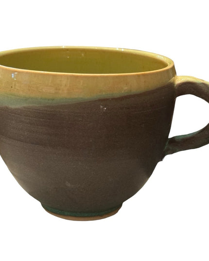Lovely vintage green hues hand made pottery mug cup coffee tea