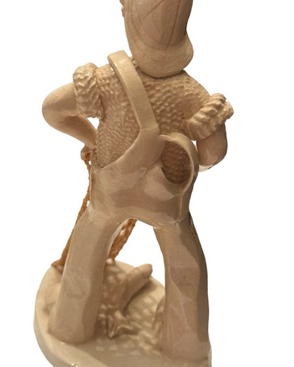 Fisherman Fish Figurine Net Elfriede Meindl Nova Scotia 1981 Pottery Handmade