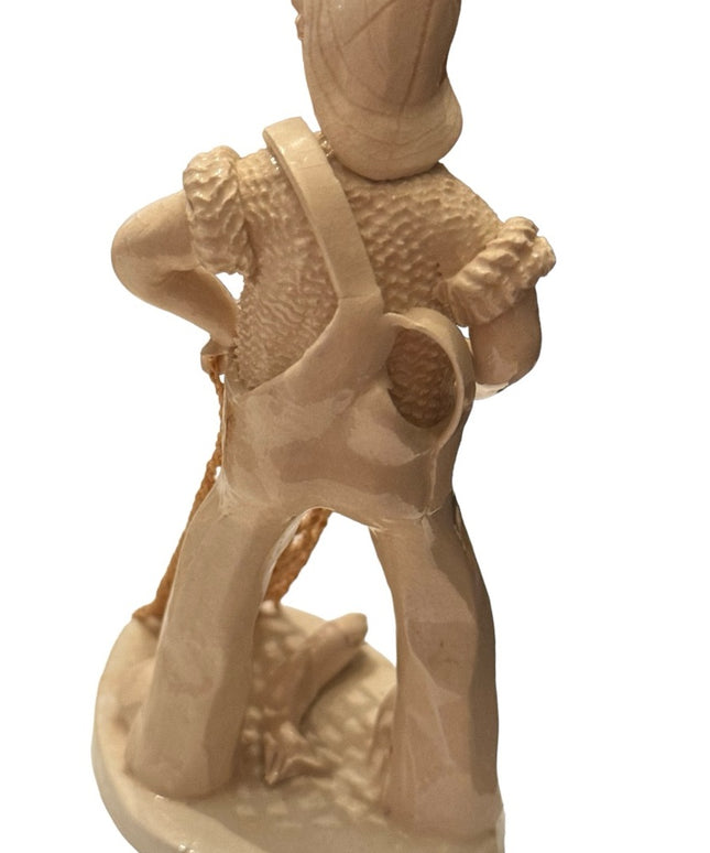 Fisherman Fish Figurine Net Elfriede Meindl Nova Scotia 1981 Pottery Handmade