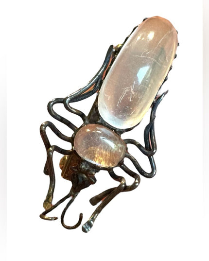 A lovely antique moonstone spider brooch art deco bug silver