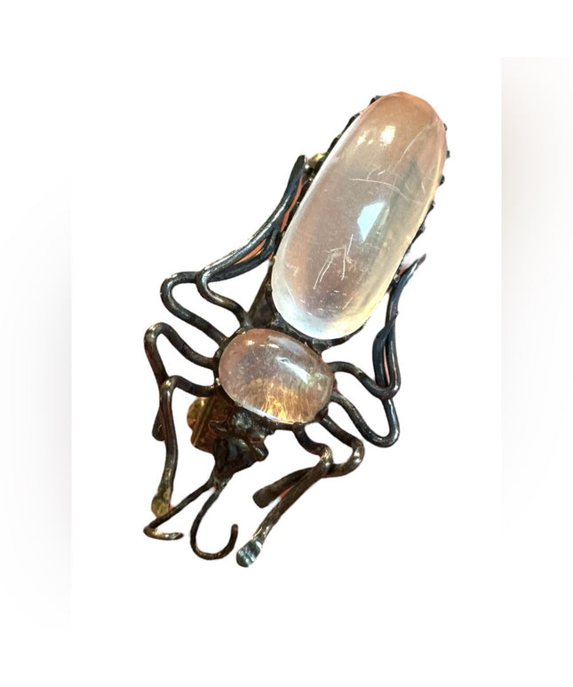 A lovely antique moonstone spider brooch art deco bug silver