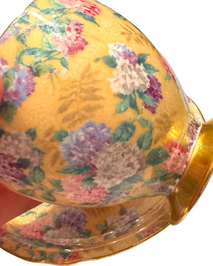 Vintage SHELLEY  IVORY SUMMER GLORY  CHINTZ  CUP AND SAUCER  WITH GOLD TRIM