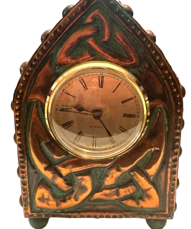 Vintage C2000 Handmade Hugh Clawson Well known Irish artist COPPER Mantle clock