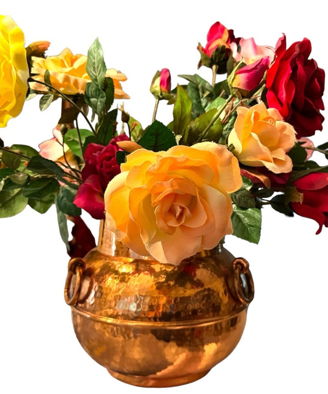 Large vintage solid copper flower  pot  DECOR  handles