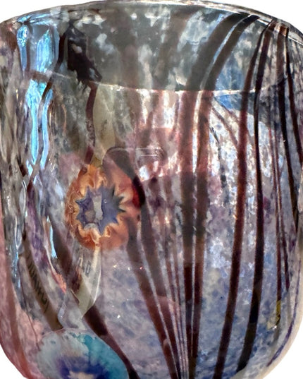 Art glass pottery cup pot planter flowers blue hues Italy