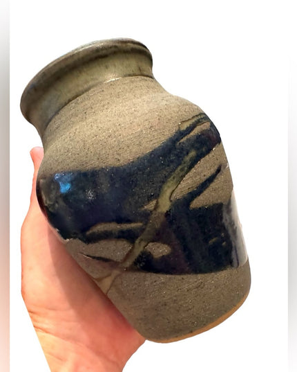 Vintage signed South Western pottery VASE  blue gray hues