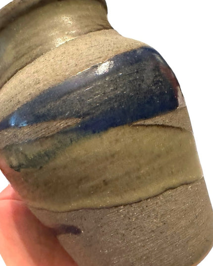 Vintage signed South Western pottery VASE  blue gray hues