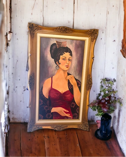- Alice Aloian Oil painting on board Vintage spanish princess ornate gold …