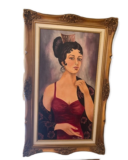 - Alice Aloian Oil painting on board Vintage spanish princess ornate gold …