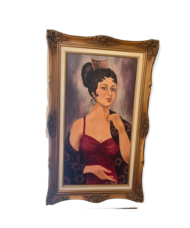 - Alice Aloian Oil painting on board Vintage spanish princess ornate gold …