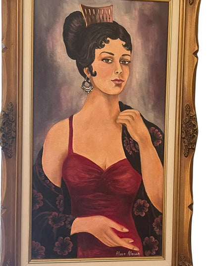 - Alice Aloian Oil painting on board Vintage spanish princess ornate gold …
