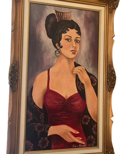 - Alice Aloian Oil painting on board Vintage spanish princess ornate gold …