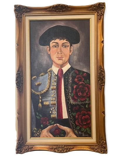 Alice Aloian Oil painting on board Spanish Matador PEACE ornate vintage …