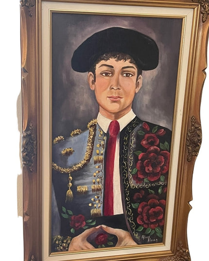 Alice Aloian Oil painting on board Spanish Matador PEACE ornate vintage …