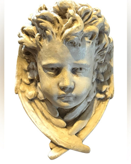 Vintage Angel Cherub Face Wall Sconce Shelf Bracket Winged Plaque Relief
