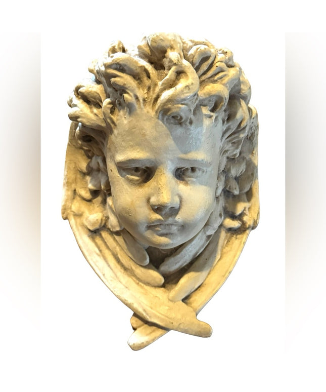 Vintage Angel Cherub Face Wall Sconce Shelf Bracket Winged Plaque Relief