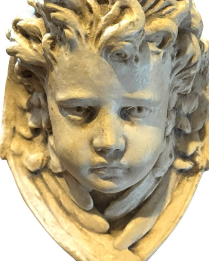 Vintage Angel Cherub Face Wall Sconce Shelf Bracket Winged Plaque Relief