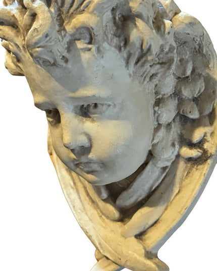 Vintage Angel Cherub Face Wall Sconce Shelf Bracket Winged Plaque Relief